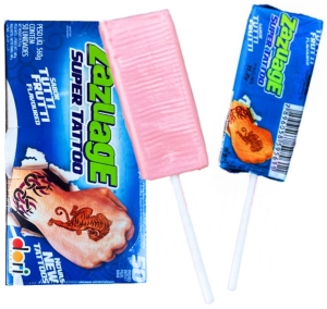 Lizak do Żucia Zazuage NIEBIESKI Tatuaż TUTTI FRUTTI Dori 50 x 11g