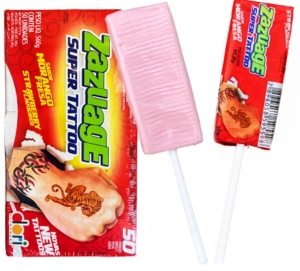 Lizak do Żucia Zazuage CZERWONY Tatuaż STRAWBERRY Dori 50 x 11g