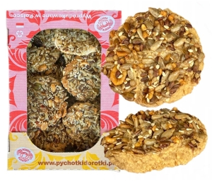 Ciastka MIX Zdrowa Przekąska Kruche Rodzynki Orzechy Słonecznik SOFT 450g 