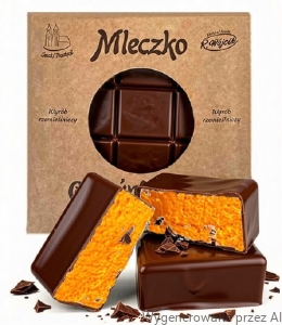 Mleczko Gnieźnieńskie POMARAŃCZOWE w Czekoladzie PRL R.Wójcik 360g  
