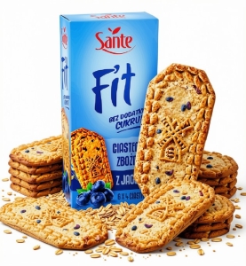Ciastka Fit Zbożowe JAGODA Bez Dodatku Cukru SANTE 300g