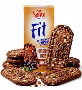 Ciastka Fit Zbożowe KAKAOWE Bez Dodatku Cukru SANTE 300g