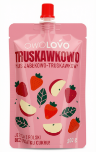 Mus TRUSKAWKOWO Bez Cukru Glutenu Laktozy Truskawkowy OWOLOVO 200g