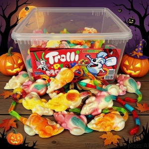 Żelki Playmouse MYSZKI Halloween Owocowe Myszy Pianki TROLLI 75x16g