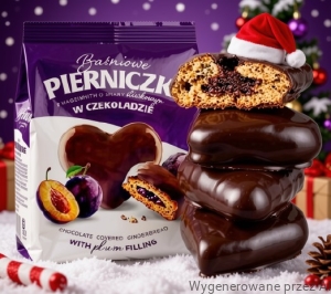 Pierniczki Baśniowe ŚLIWKOWE Pierniki Serca w Czekoladzie SKAWA 150g