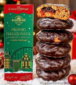 PREMIUM Pierniki Nadziewane MORELOWE w Czekoladzie KOPERNIK 145g