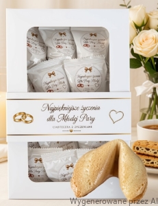 Ciasteczko z Wróżbą dla MŁODEJ PARY Bombonierka Ślub Fortune Cookies 90g