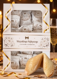 Ciasteczko z Wróżbą WSZYSTKIEGO NAJLEPSZEGO Bombonierka z Życzeniami Fortune Cookies 90g