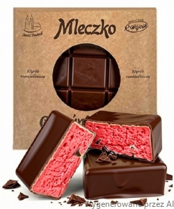 Mleczko Gnieźnieńskie TRUSKAWKOWE w Czekoladzie PRL R.Wójcik 360g