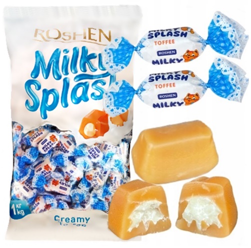 Cukierki MILKY SPLASH Mleczne Mi kkie Toffi Szklanka Mleka ROSHEN 1kg cukierki-milky-splash-mleczne-mi-kkie-toffi-szklanka-mleka-roshen-1kg